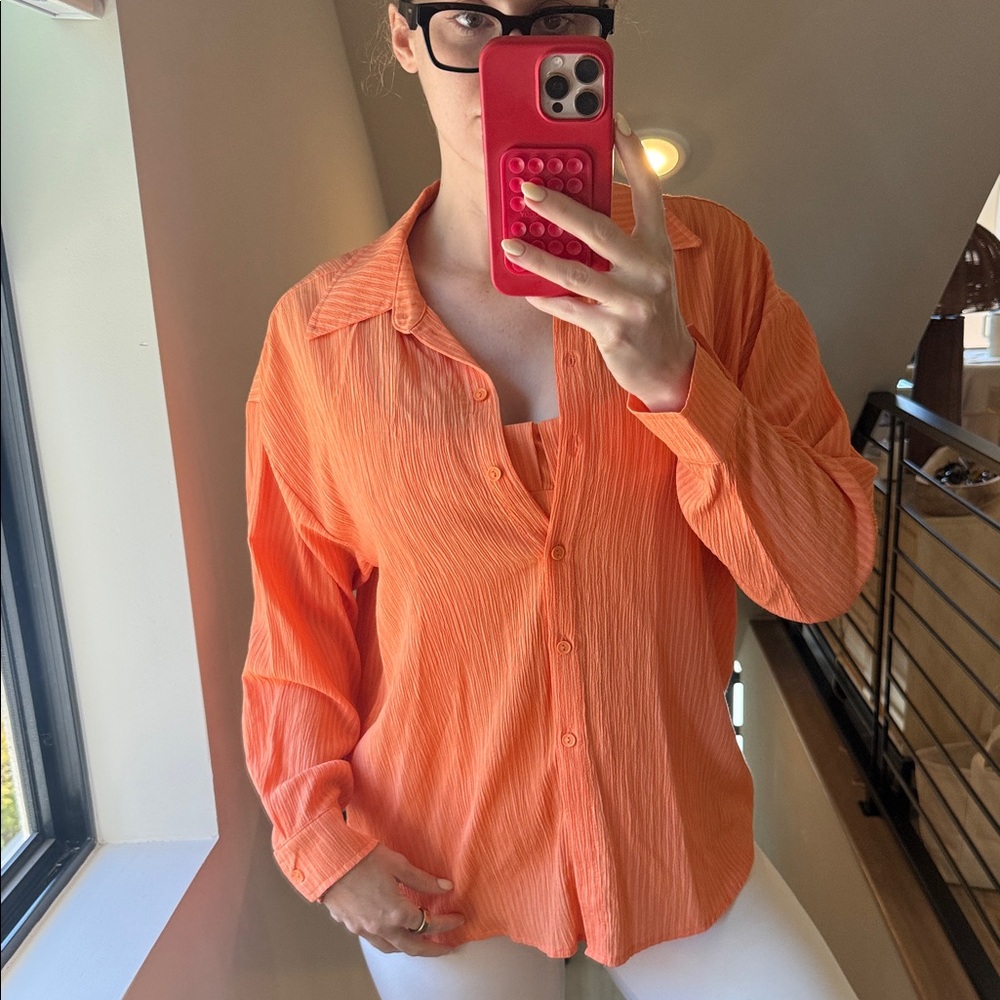 Orange Button-Up Women's 2-piece set